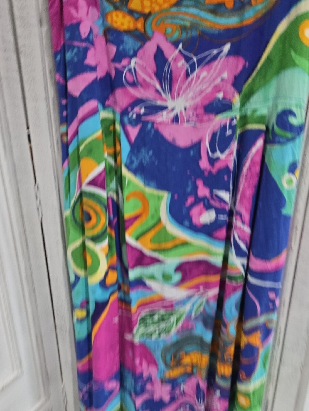 Jams World Multicolor Swirl Print Midi Dress with Purple, Pink, Blue and Orange - Picture 14 of 15